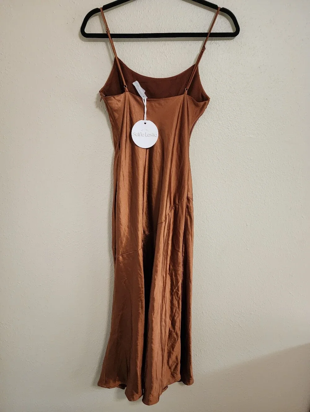 Selfie Leslie Well Versed Pleated Bust Front Split Dress Chocolate XS Wedding